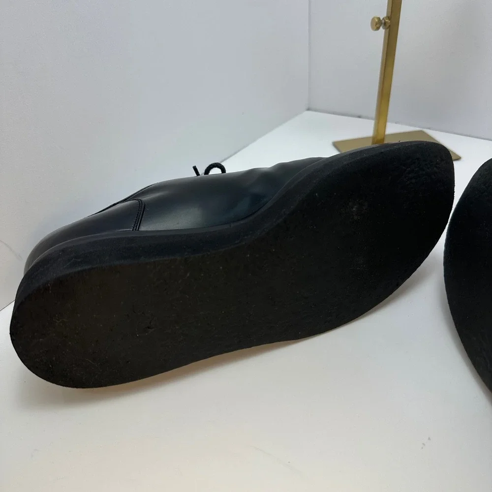 Sergio Rossi Black Leather Platform Oxfords Lace Up Shoes Italy Size 38.5 - Picture 15 of 15